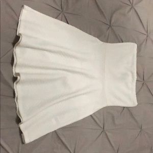 H&M White Fit Flare Strapless Dress